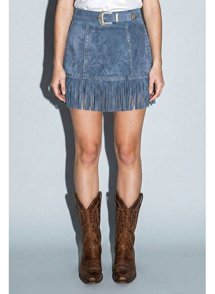 Rosette Fringe Mini Skirt | Blue