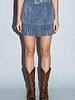Rosette Fringe Mini Skirt | Blue