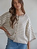 Tobi Knit Cardigan Stripe Top | Taupe
