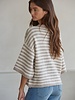 Tobi Knit Cardigan Stripe Top | Taupe