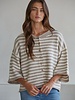 Tobi Knit Cardigan Stripe Top | Taupe