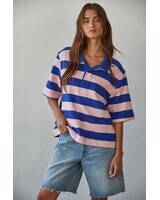 Bold Striped Rugby Tee | Pink