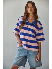 Bold Striped Rugby Tee | Pink