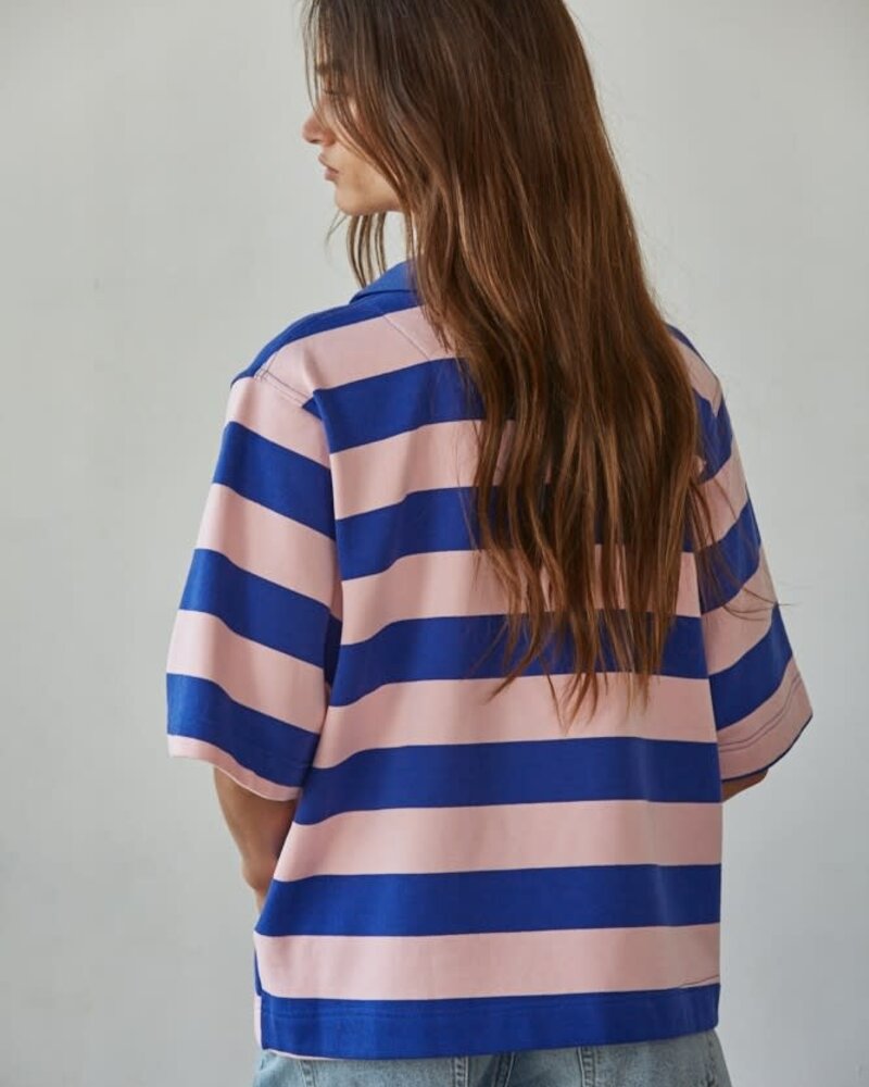 Bold Striped Rugby Tee | Pink