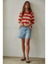 Bold Striped Rugby Tee | Red
