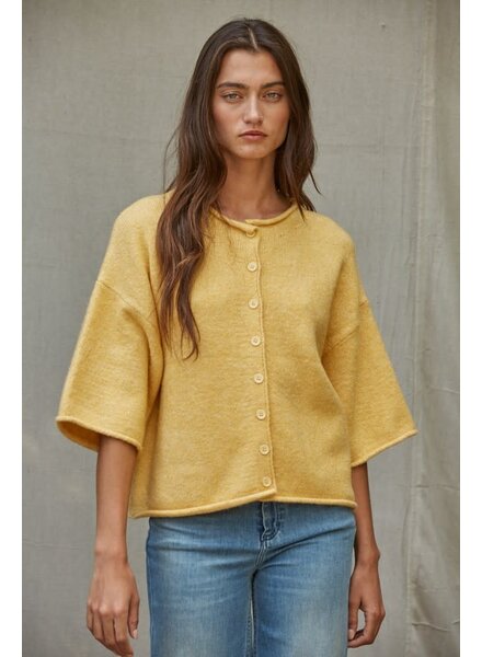 Tobi Knit Cardigan Top | Yellow