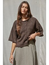 Tobi Knit Cardigan Top | Brown