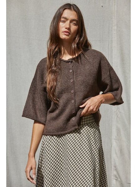 Tobi Knit Cardigan Top | Brown