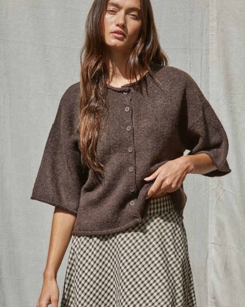 Tobi Knit Cardigan Top | Brown