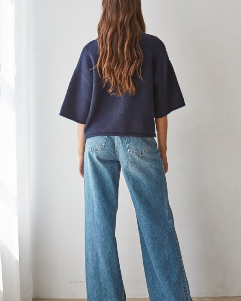 Tobi Knit Cardigan Top | Navy