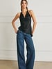 Schaz Satin Asymmetrical Hem Halter Top