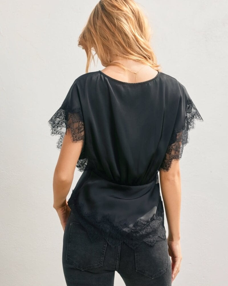 Fiona Satin Lace Blouson Top