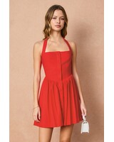Linen Dipped Waist Mini Dress