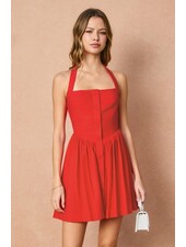 Linen Dipped Waist Mini Dress