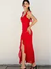 Connie Asymmetrical Ruffled Open Back Dress