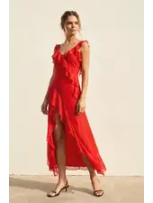 Connie Asymmetrical Ruffled Open Back Dress