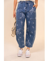 Yeehaw Western Print Denim Jean