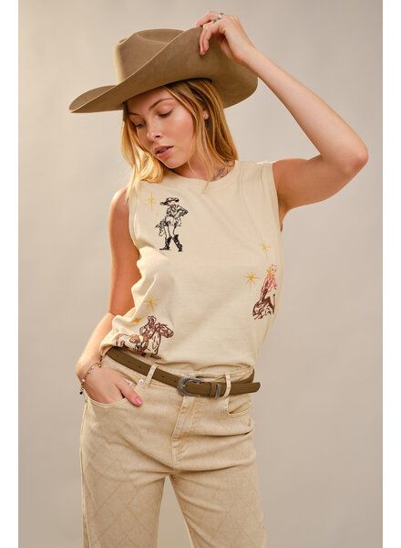 Western Motif Embroidered Tank