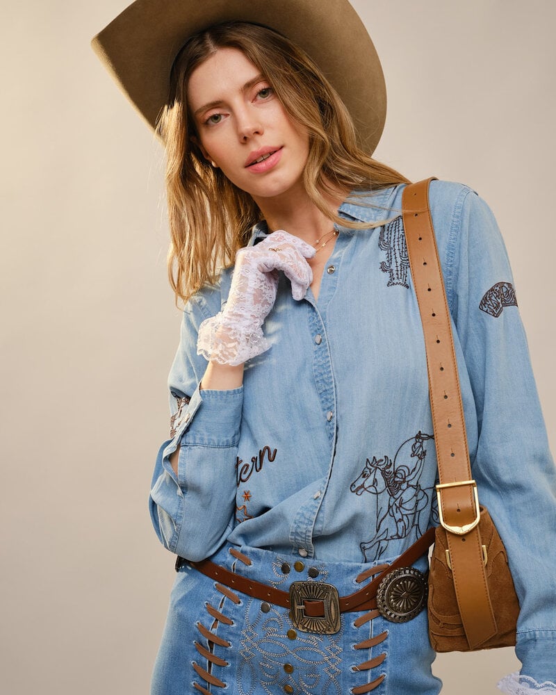 Western Embroidered Snap Button Shirt