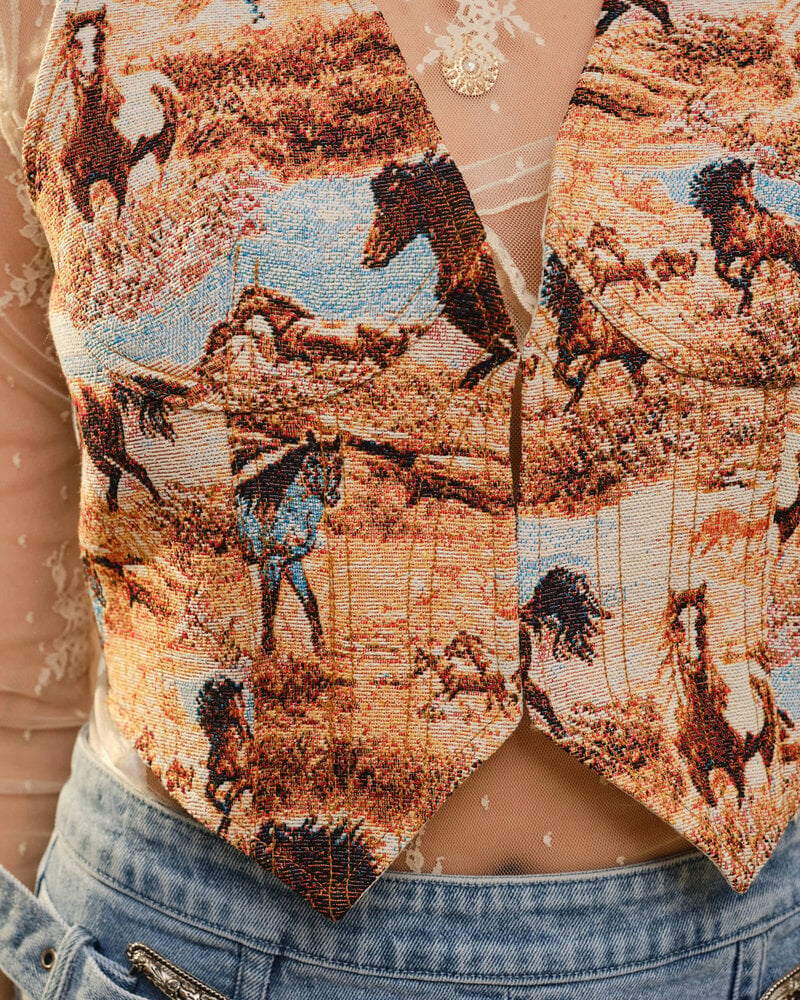 Western Horse Printed Vest