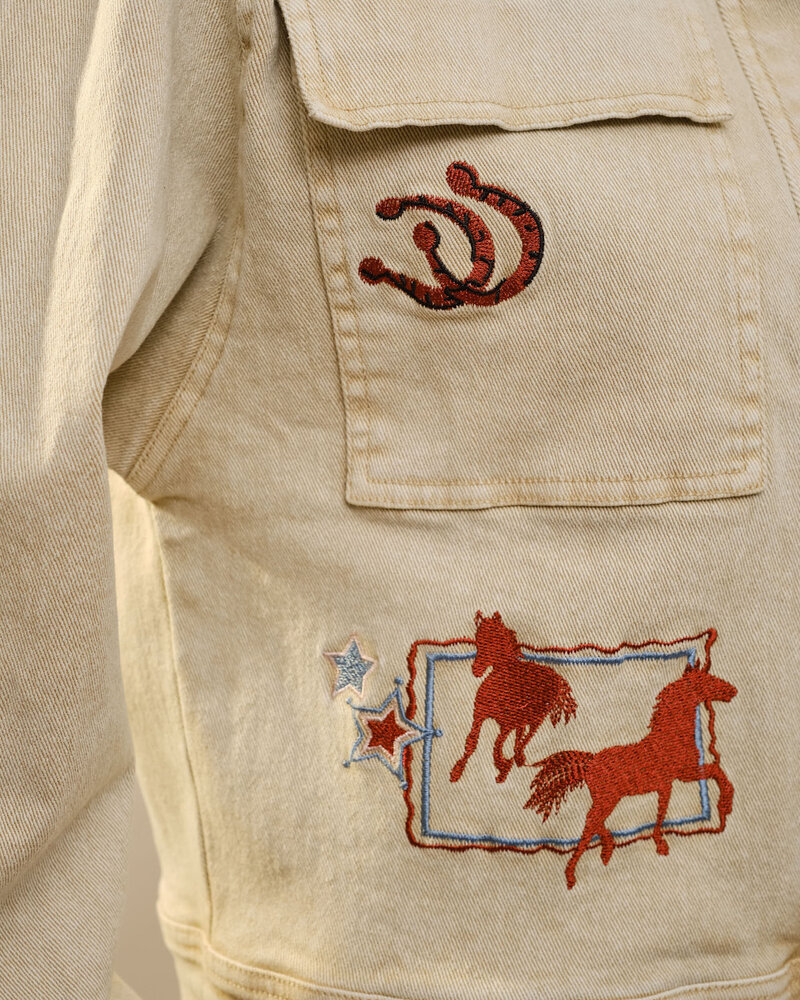 Western Motif Embroidery Denim Jacket