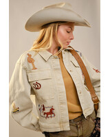 Western Motif Embroidery Denim Jacket