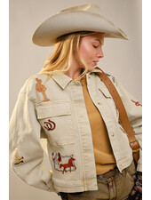 Western Motif Embroidery Denim Jacket