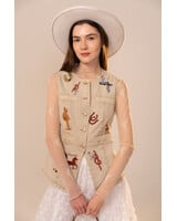 Western Motif Embroidery Denim Vest