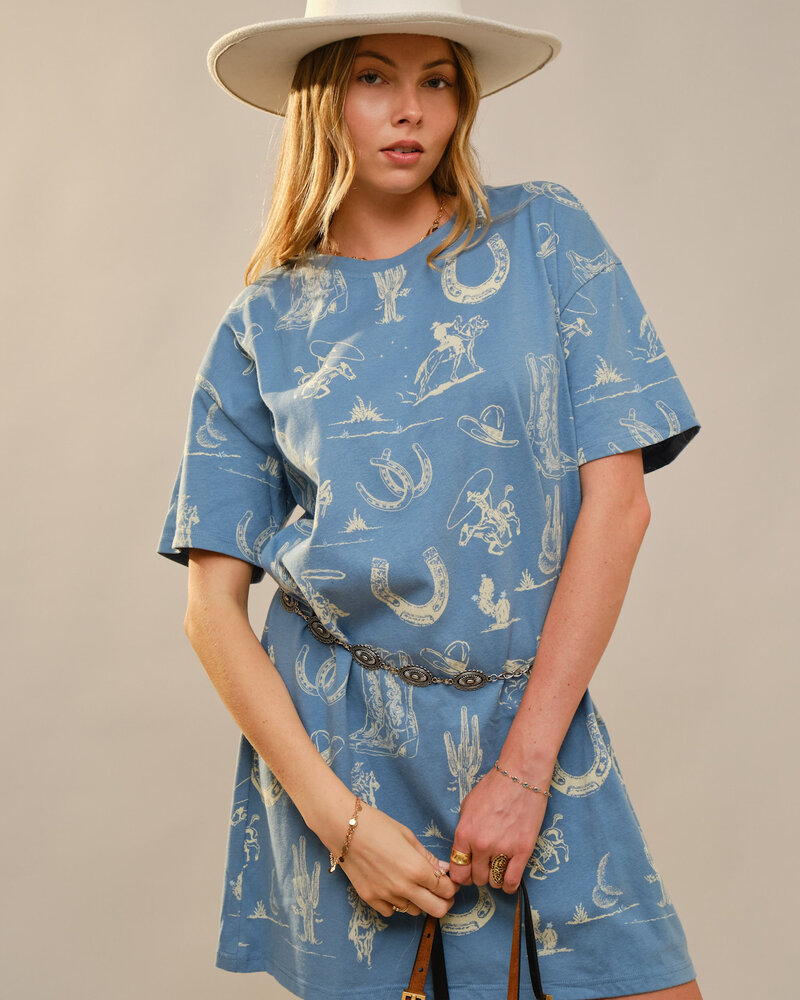 Western Motif Shirt Dress