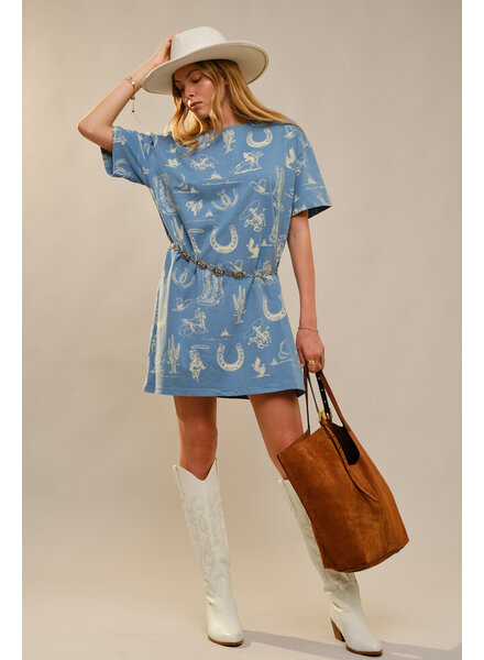 Western Motif Shirt Dress
