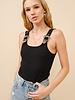 Ribbed Western Buckle Bodysuit | Black