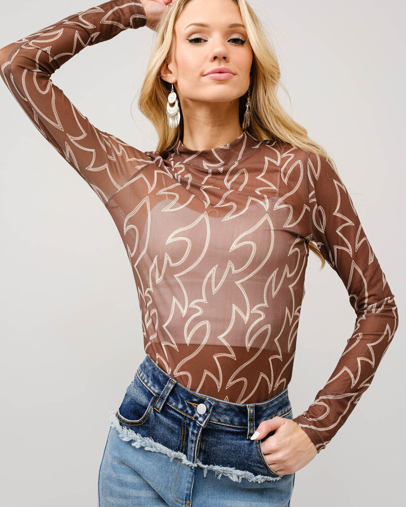 Boots Stitch Mesh Top | Brown