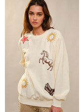 Whallie Western Embroidery Sweatshirt
