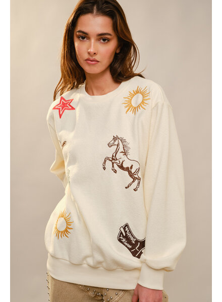 Whallie Western Embroidery Sweatshirt