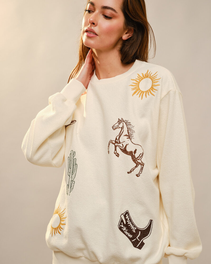 Whallie Western Embroidery Sweatshirt