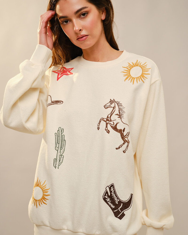 Whallie Western Embroidery Sweatshirt