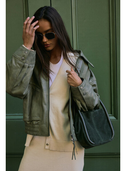 Free People Barlow Suede Bucket Bag | Olive