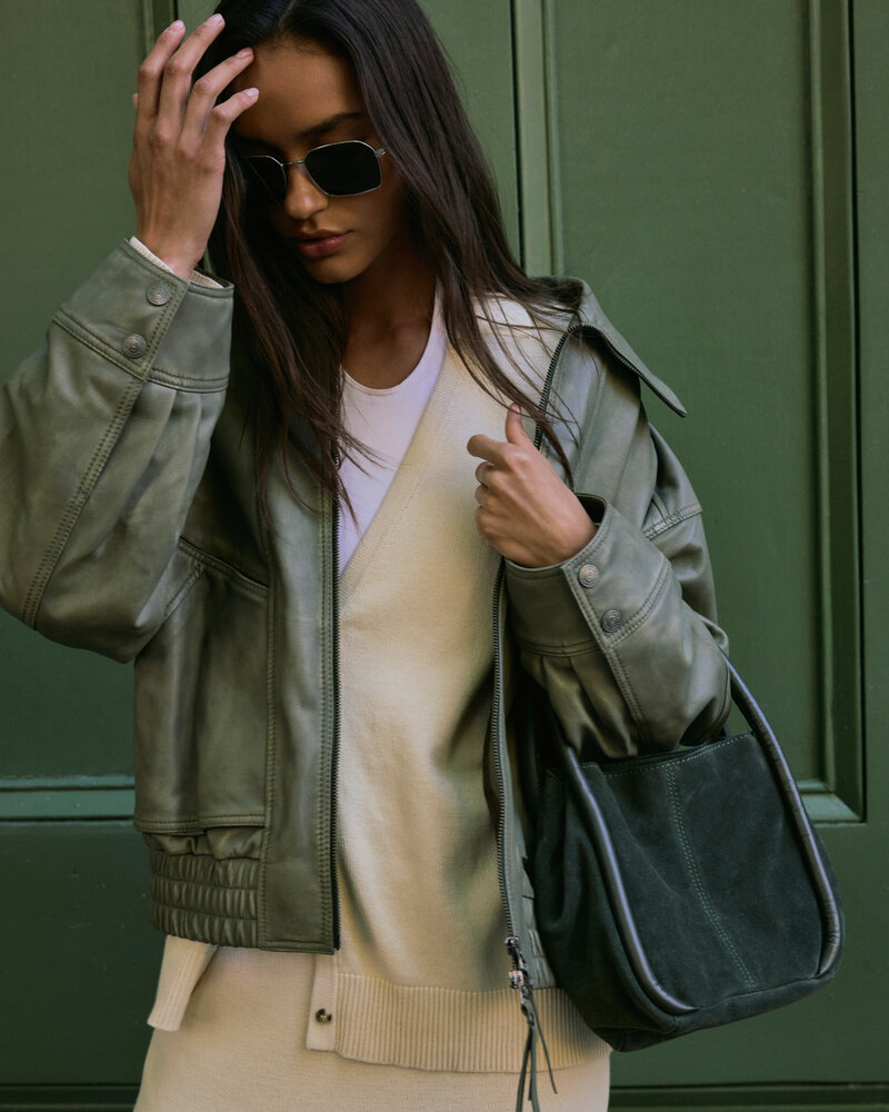 Free People Barlow Suede Bucket Bag | Olive