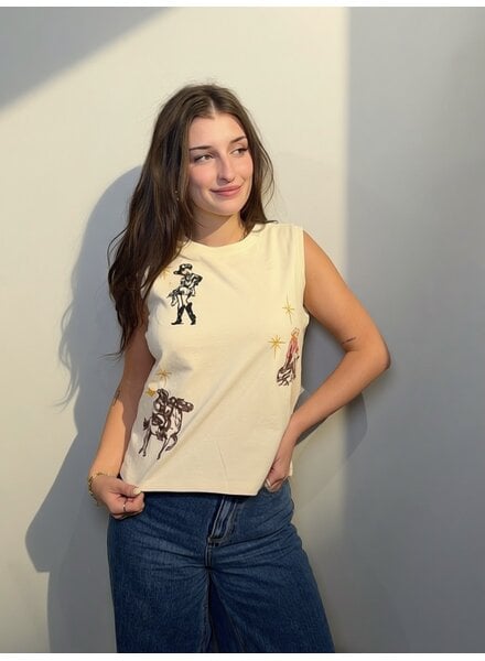 Western Motif Embroidered Tank