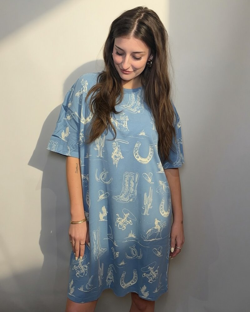 Western Motif Shirt Dress