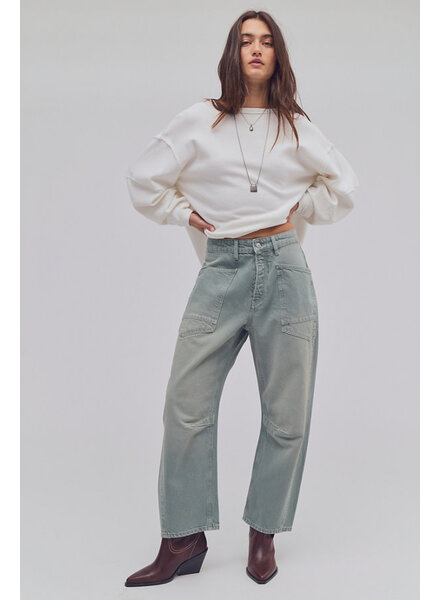 Free People Minimalist Moxie Barrel Jeans | Aloe