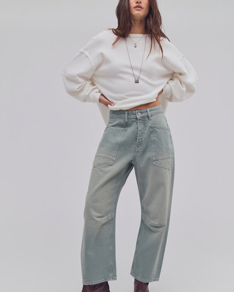 Free People Minimalist Moxie Barrel Jeans | Aloe