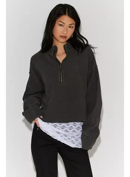 Free People Celeste Quarter Zip | Black
