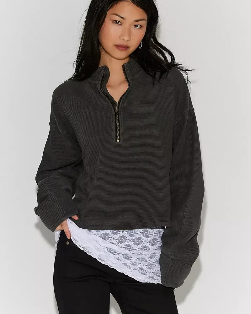 Free People Celeste Quarter Zip | Black