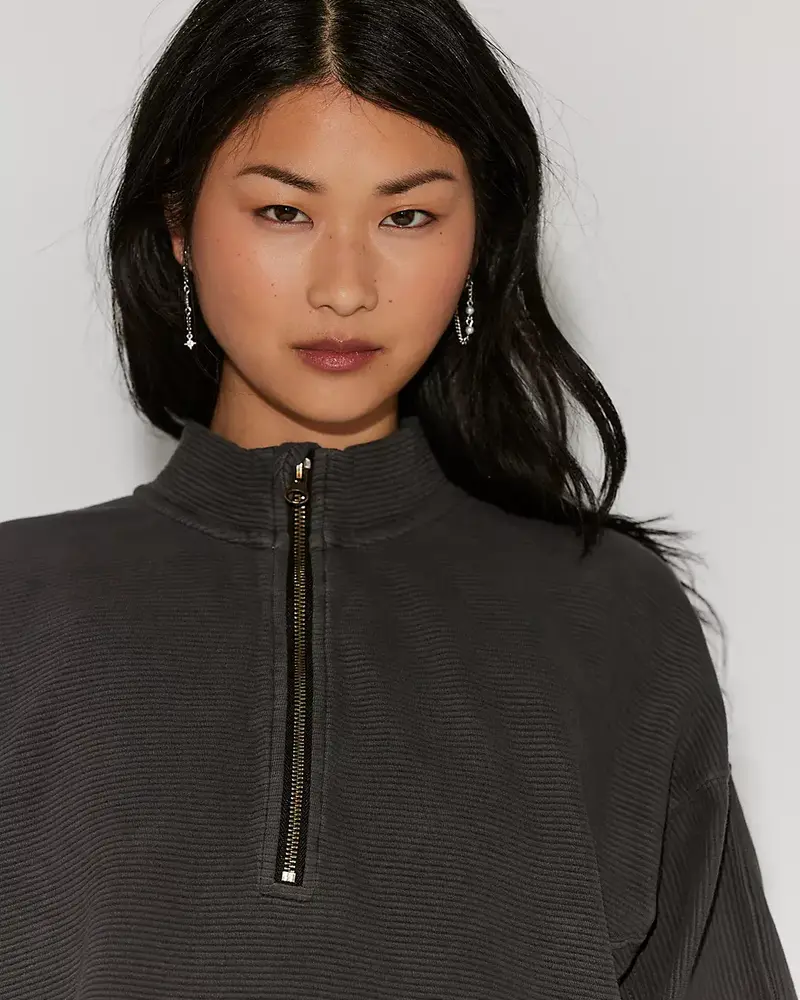 Free People Celeste Quarter Zip | Black