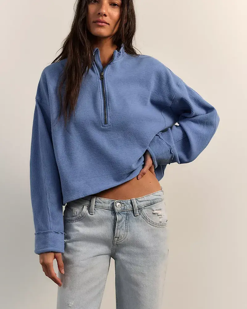 Free People Celeste Quarter Zip | Blue