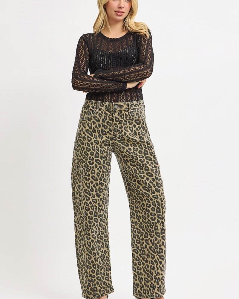 Lennie Leopard Barrel Jeans