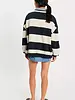 Free People Classic Striped Oversized Crewneck | Black
