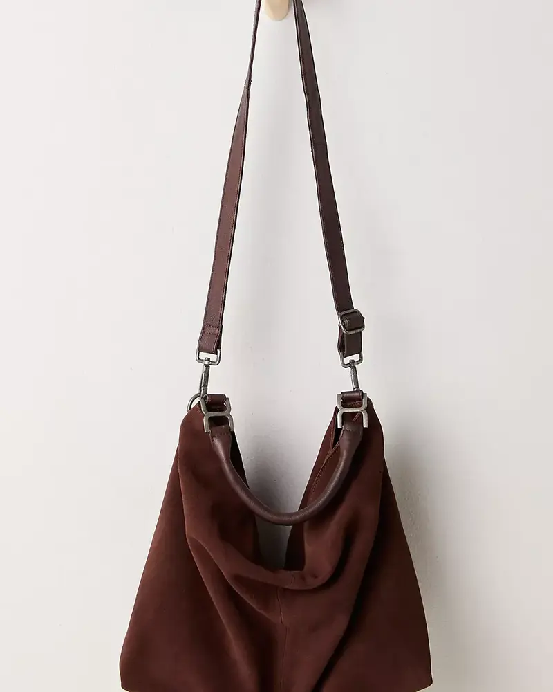 Free People Suzie Suede Slouch Tote | Espresso