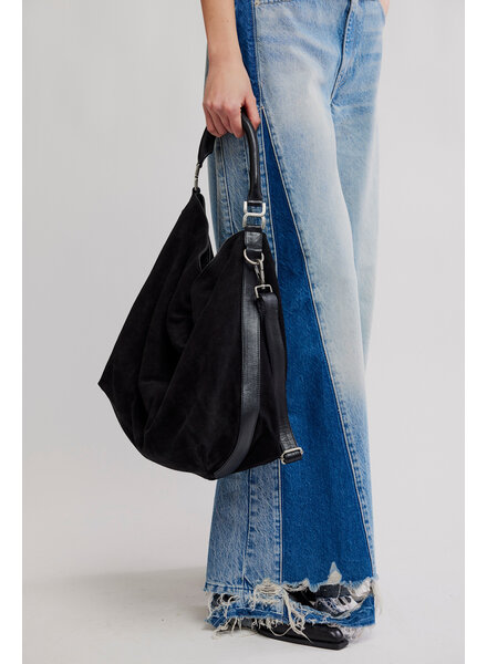 Free People Suzie Suede Slouch Tote | Black